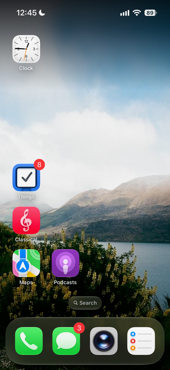 iPhone home screen in color